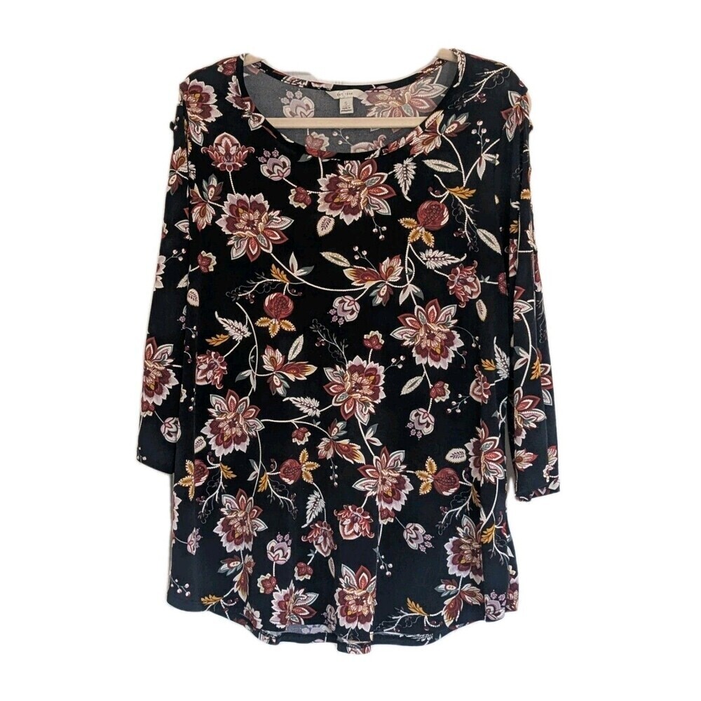 Est 1946 3/4 Sleeve Top Blouse Cut Out Lattice Sleeve Size Small